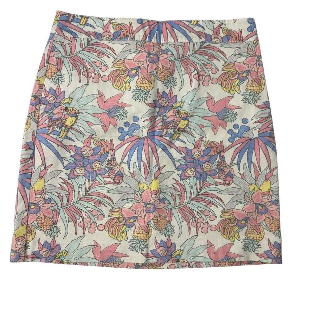 Talbots Pastel Tropical Parrot Print A-line mini skirt. Size 6
